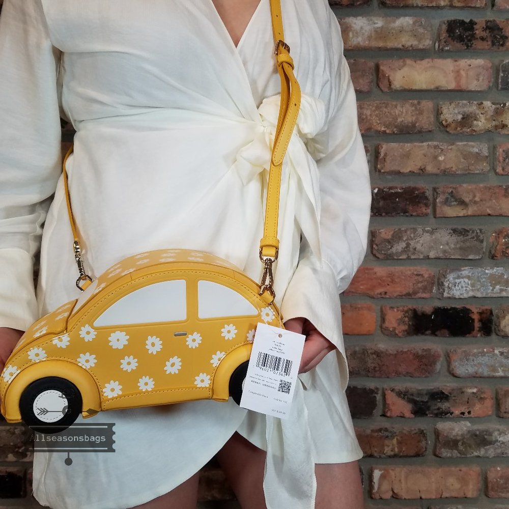 AUTHENTIC Kate Spade Beep Beep Car Crossbody Bag Yellow Multi Novelty LEATHER - Picture 3 of 3